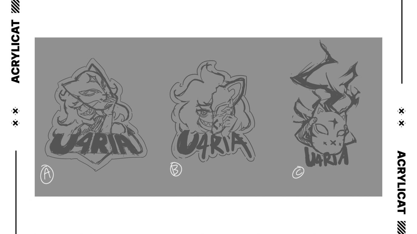 Concept sketches for initial feedback. A fox mask being the main identity for the logo.