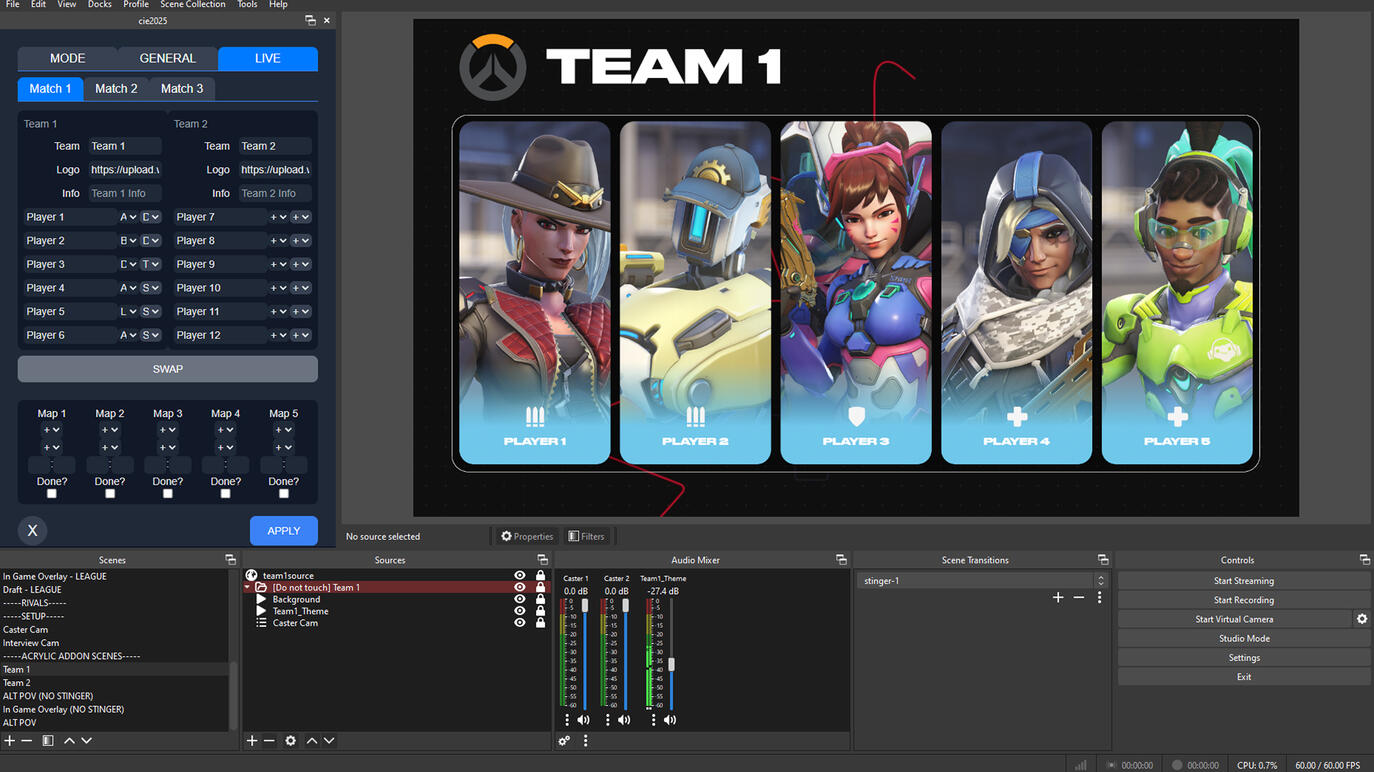 Prodder interface docked in OBS.