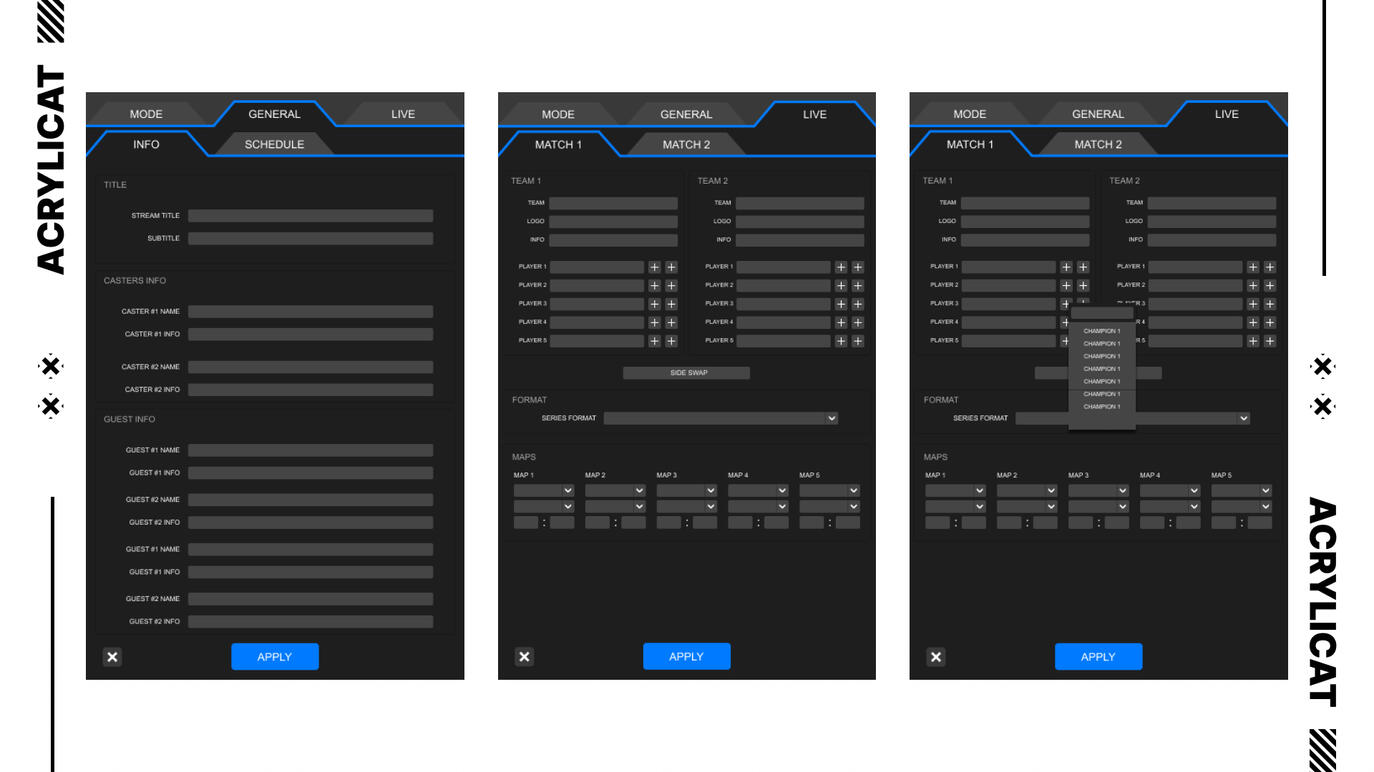 Exported mockups of the Prodder interface in Figma.